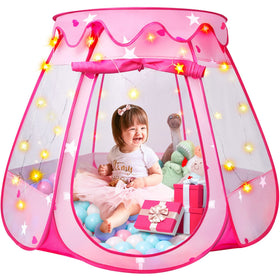 DISHIO Princess Tent with star lights creates a cozy imaginative play space.