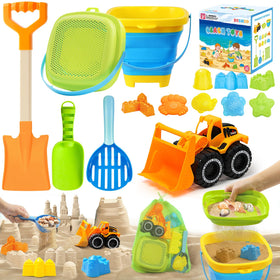 DISHIO collapsible bucket beach toy for easy storage and creative sand play.