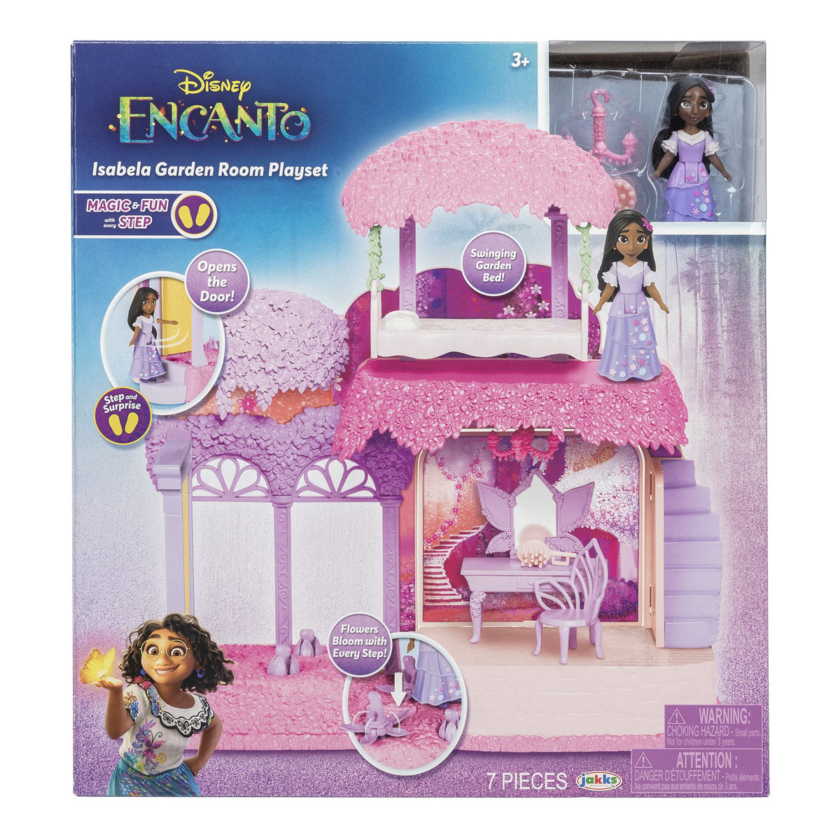Disney Encanto Isabela chandelier adds magical lighting cues for ambiance during play.