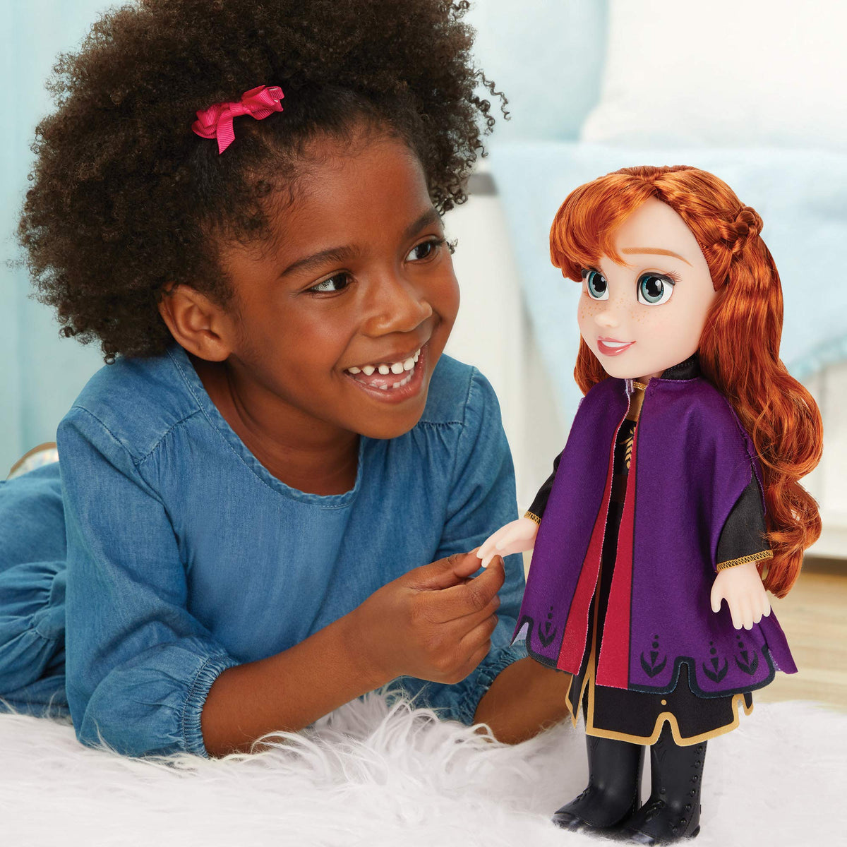 Disney Frozen Anna fashion detail highlights intricate costume design.