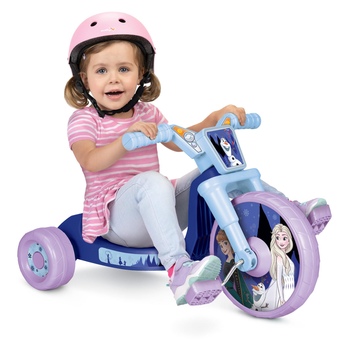 Disney Frozen Fly Wheels Junior Cruiser front view highlights stability and playful sound effects.
