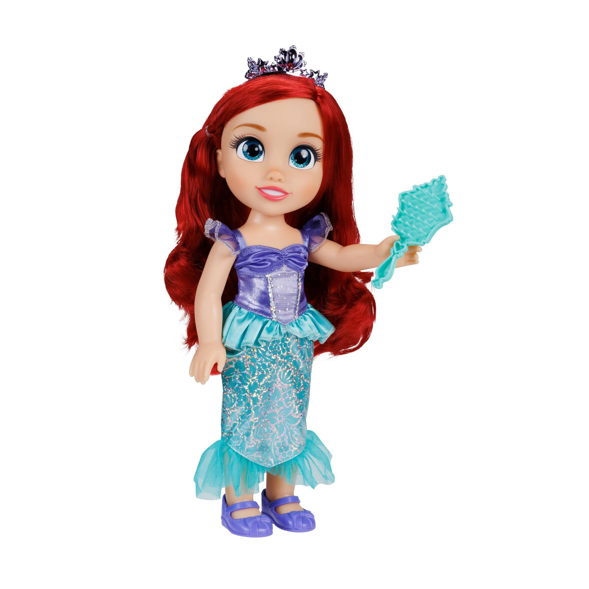 Disney Princess Ariel 14-inch doll with poseable joints for imaginative storytelling.