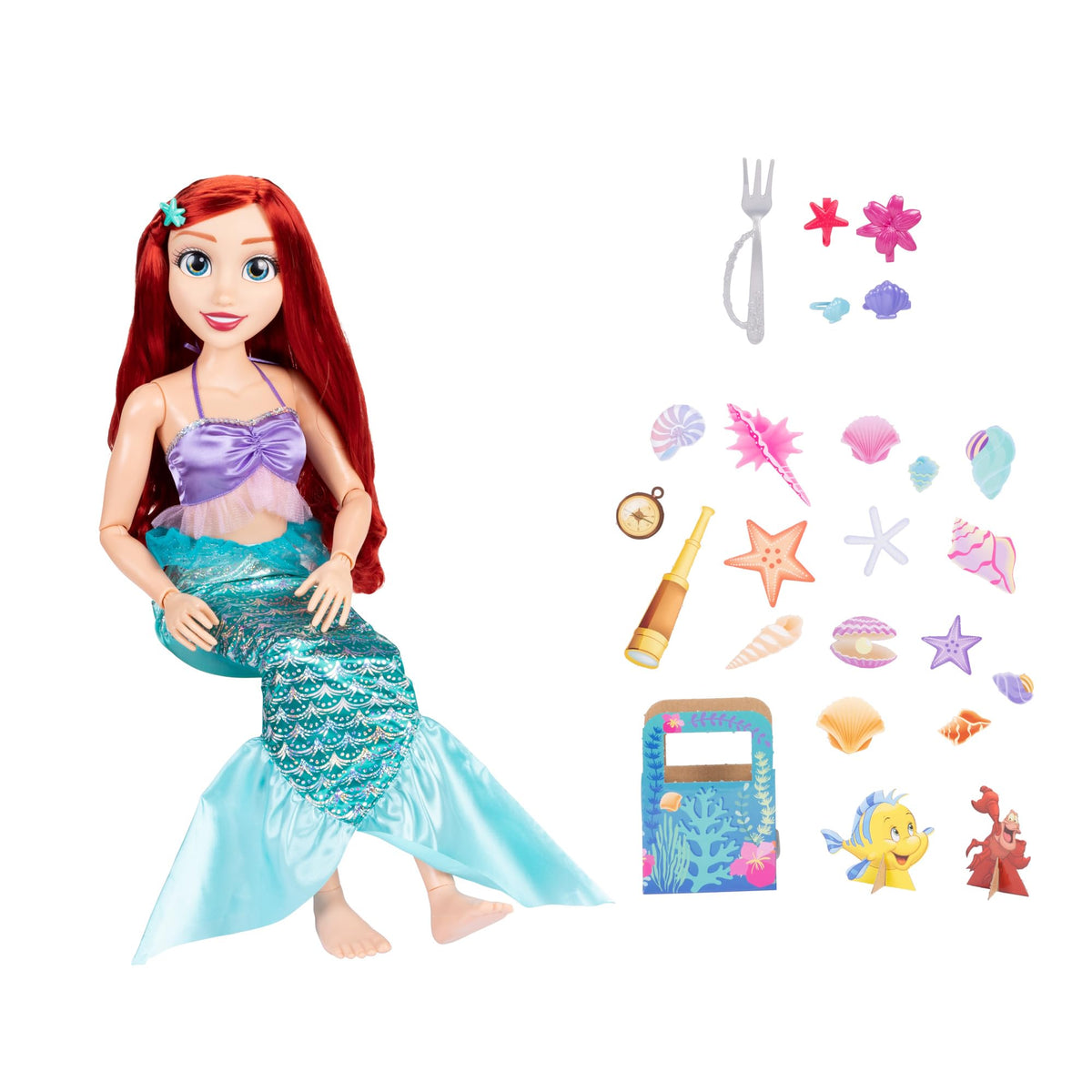 Disney Princess Ariel mermaid outfit with holofoil skirt catches light for dazzling looks.