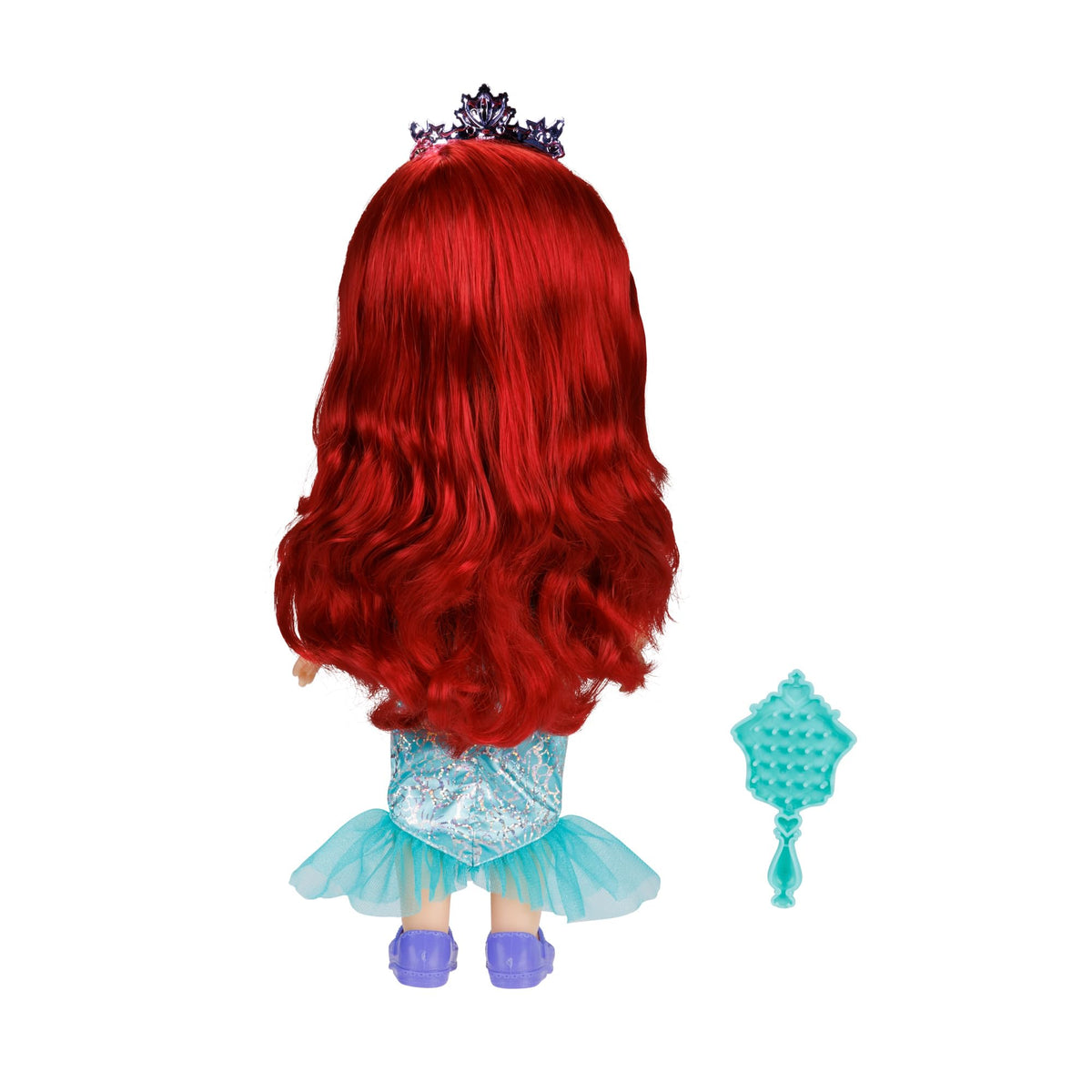 Platinum mermaid outfit with seashells for magical undersea fashion play.