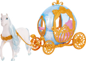 Disney Princess carriage close-up highlights gold detailing and sparkle.