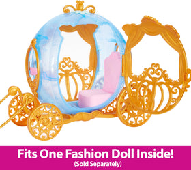 Disney Princess carriage wheels roll smoothly for active pretend adventures.