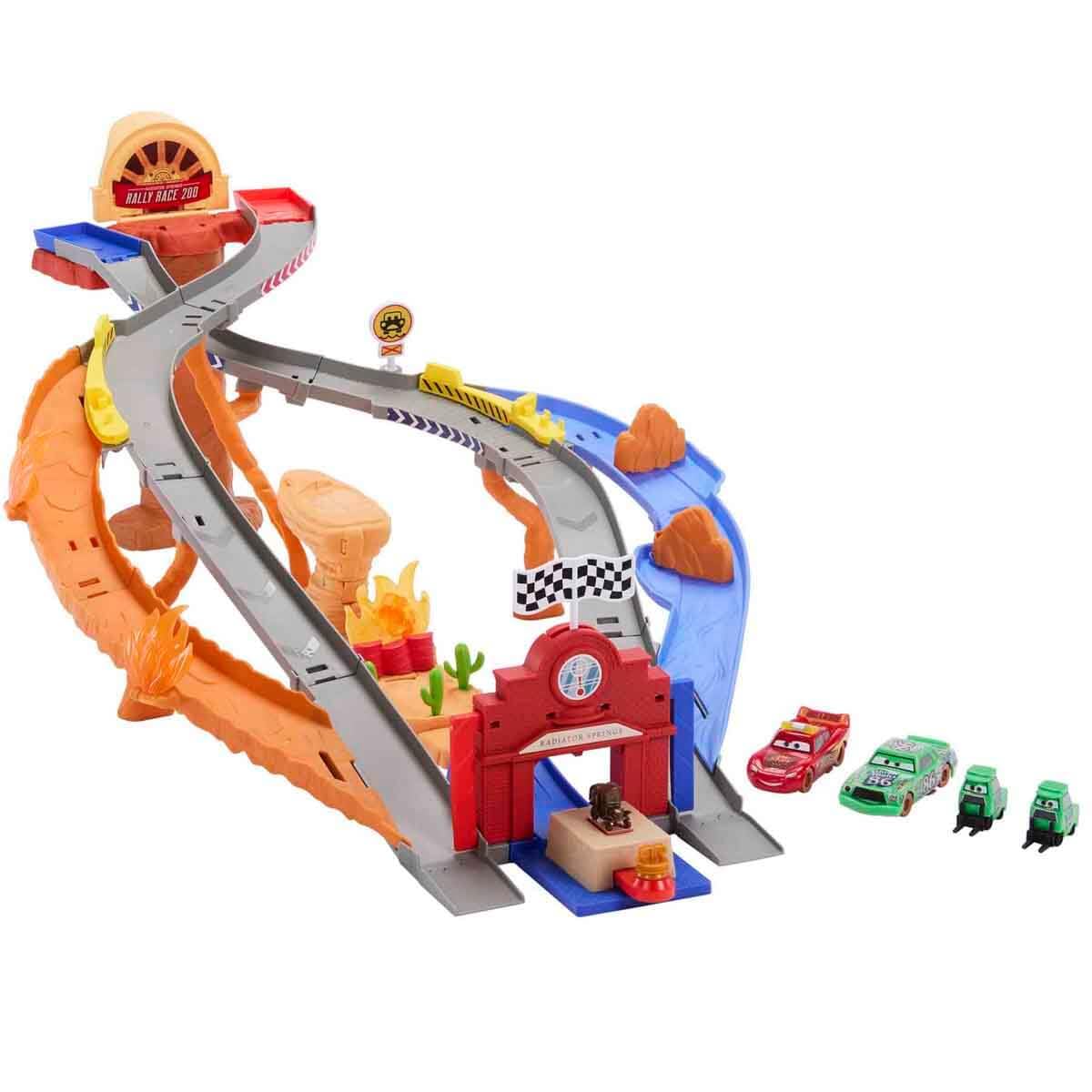 Disney Princess Cars Lightning McQueen leads the rescue road raceway for imaginative play