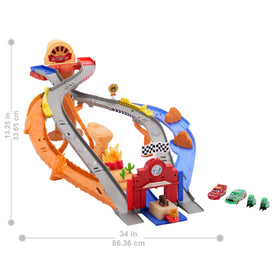 Disney Princess Cars Pitty Crew in rescue mode guiding Lightning McQueen