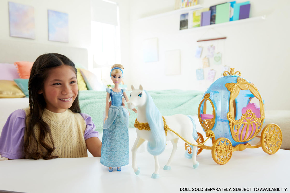 Disney Princess Cinderella white horse with flowing mane and tail for storytelling.