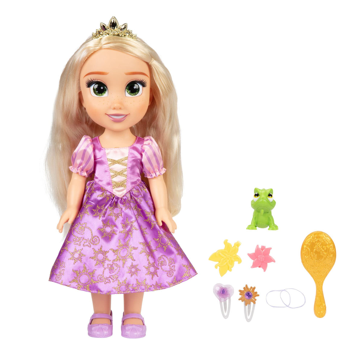 Purple tiara adds a magical princess touch