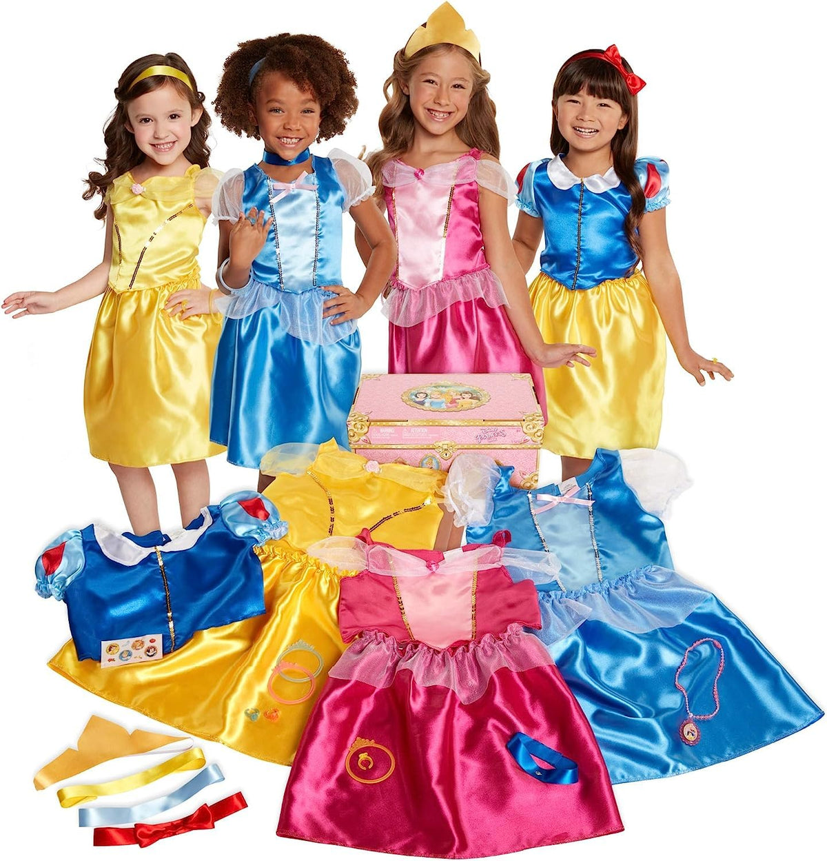 Disney Princess Dress Up Trunk Deluxe opens with outfits and accessories.