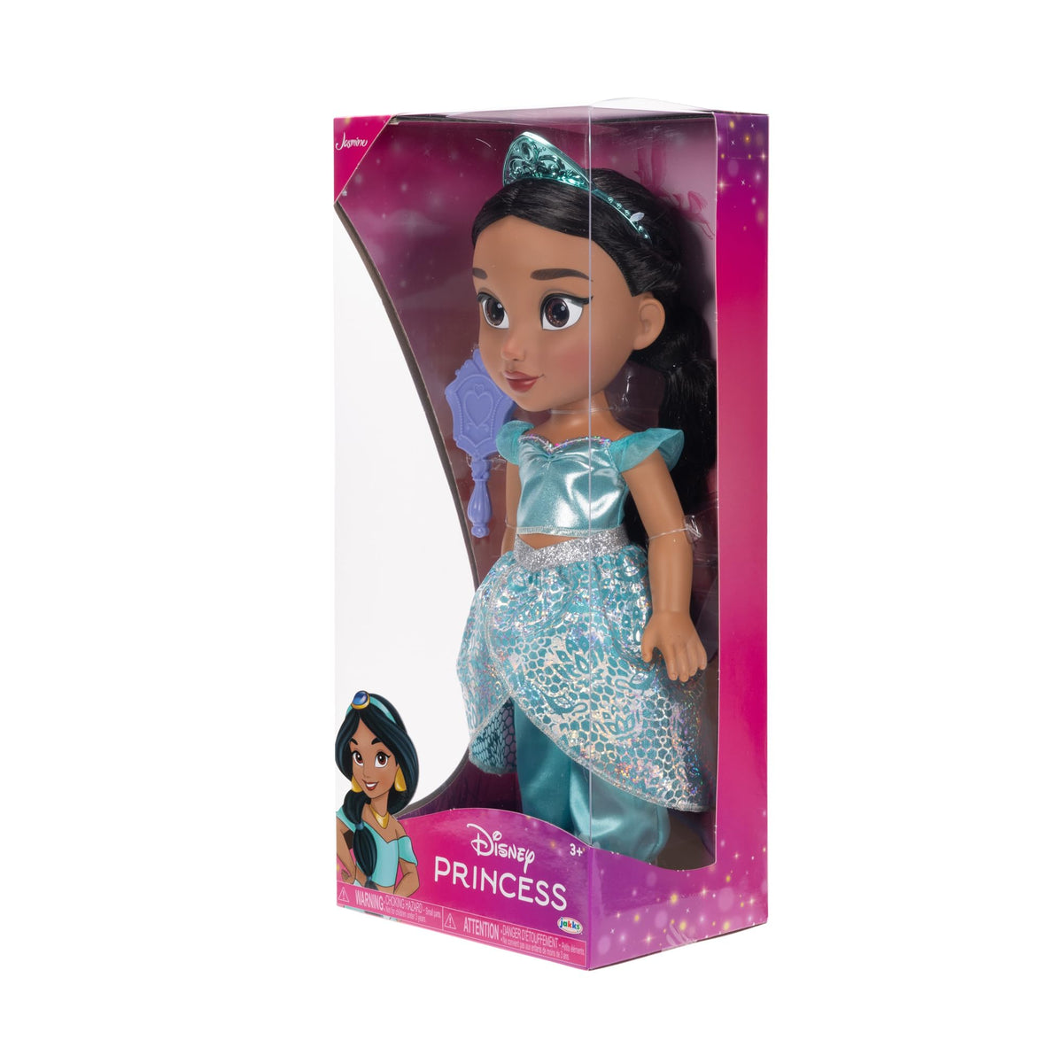 Disney Princess Jasmine removable outfit enables easy mix-and-match play.