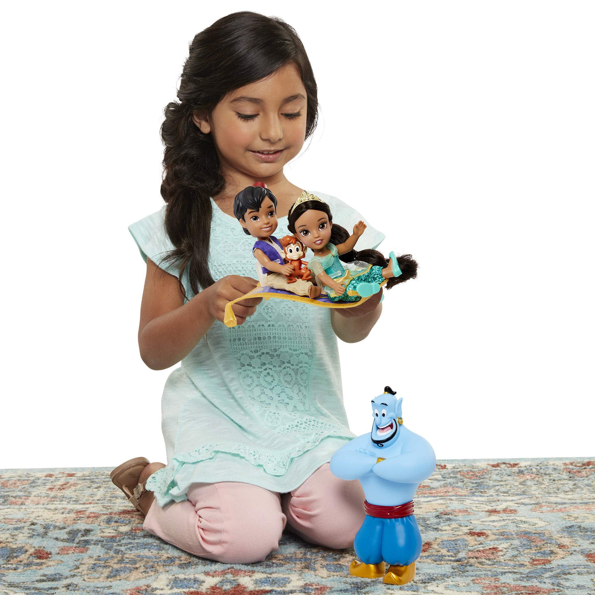 Disney Princess Jasmine teal dress and tiara detail for display