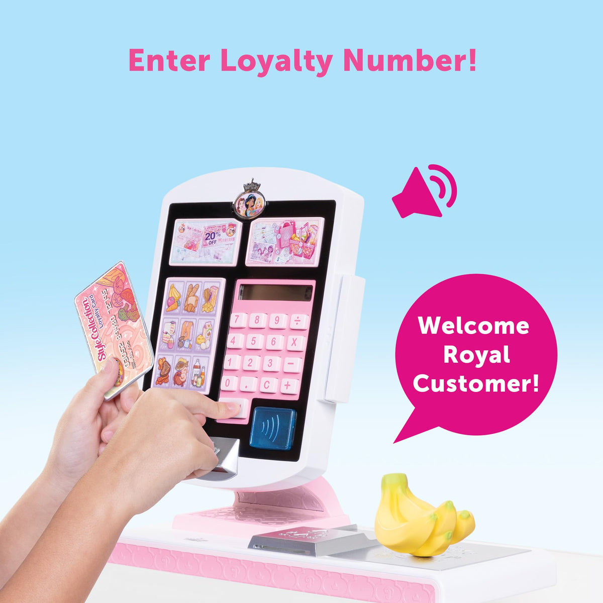 Disney Princess loyalty card keypad for entering royal customer data during play.