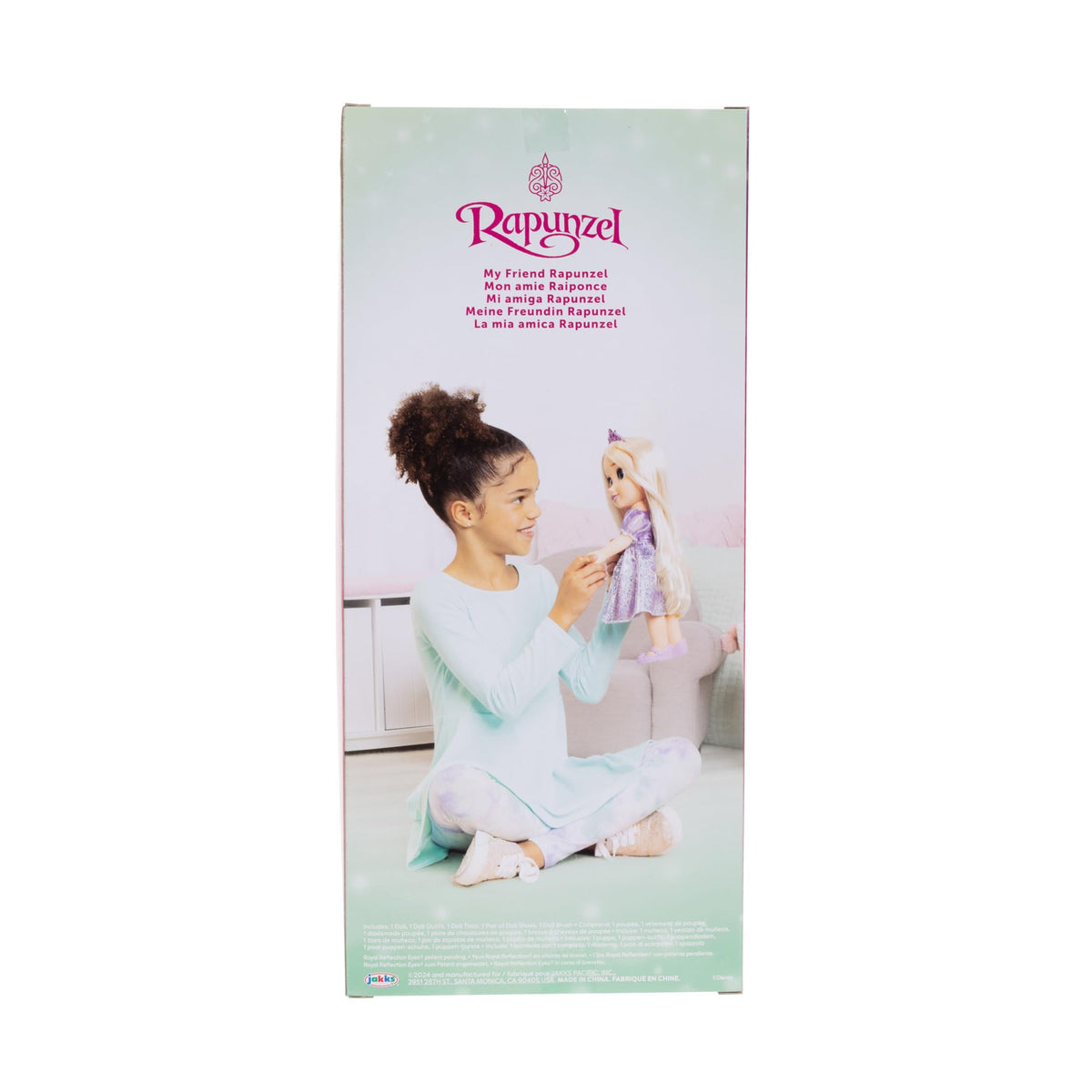 Disney Princess Rapunzel 14-inch poseable doll inspires storytelling and play.
