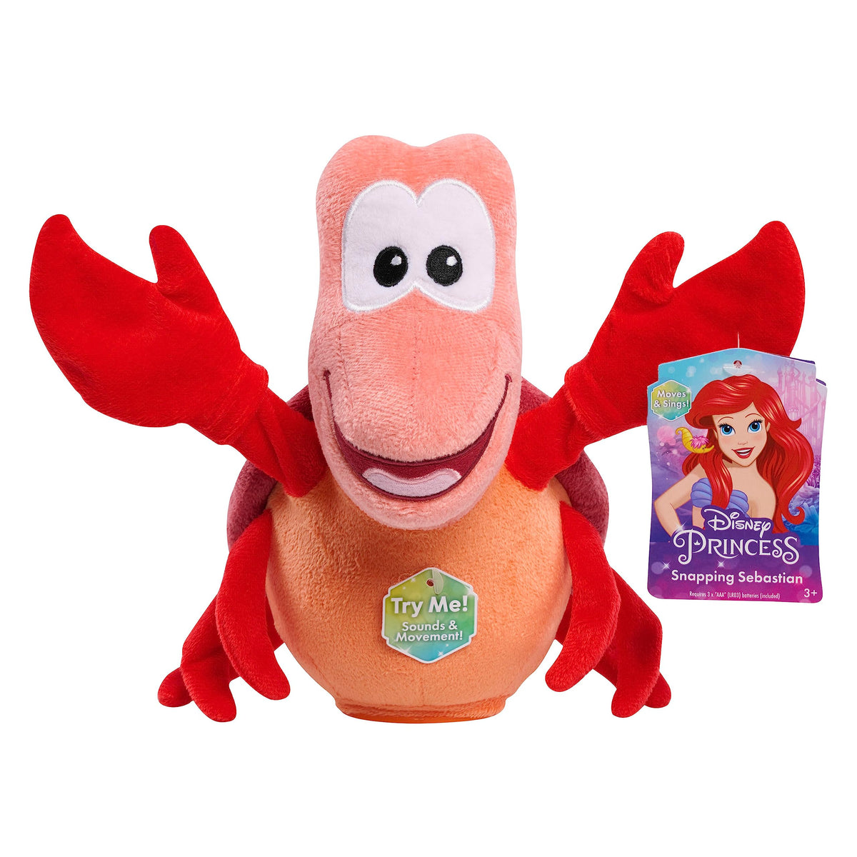 Compact Disney Princess Sebastian plush ideal for travel.