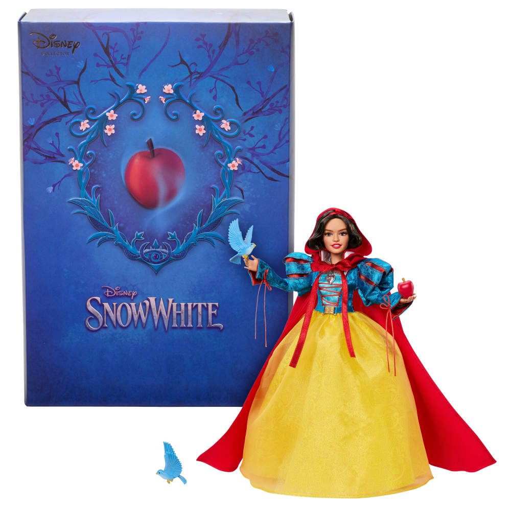 Disney Princess Snow White collector doll showcases dress detail for elegant display.