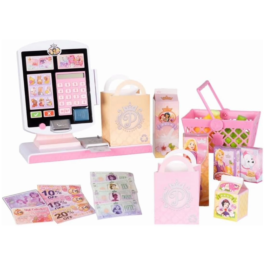 Disney Princess Style Collection self-checkout register with lighted barcode scanner for pretend shopping.