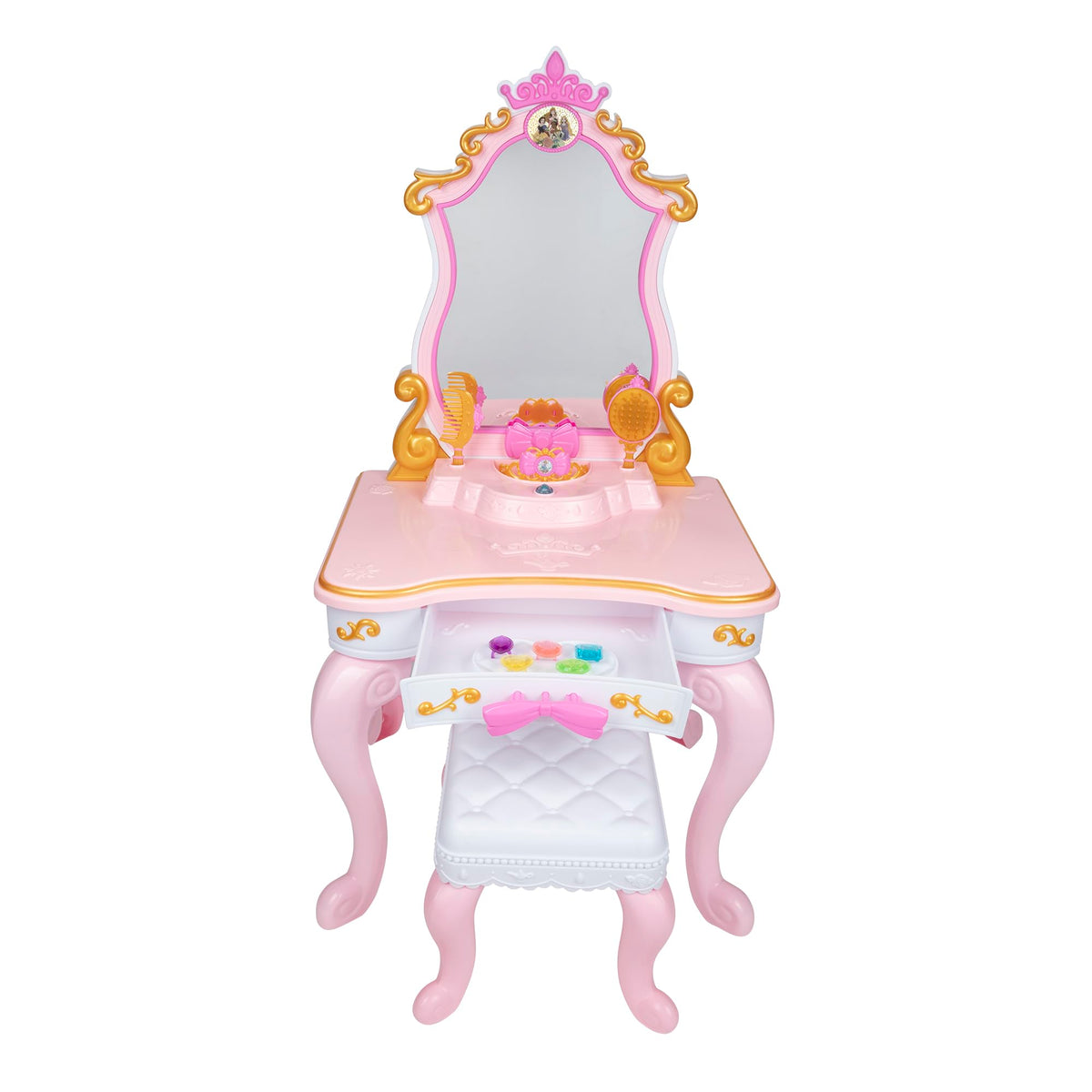 Disney Princess Ultimate Musical Vanity side view highlighting height and spacious tabletop.