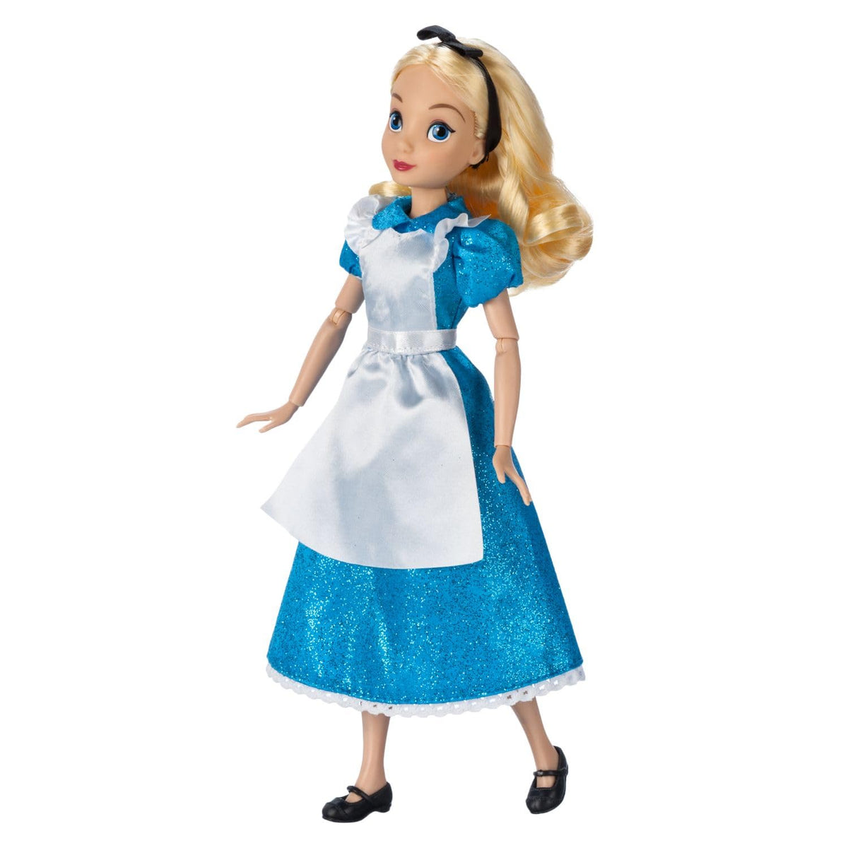 Disney Store Alice in a classic outfit enhances shelf-ready display.