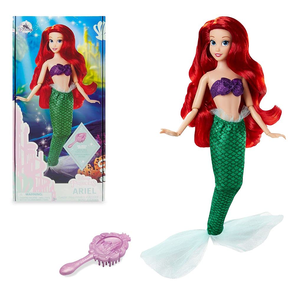 Disney Store Ariel doll tail and shell top for immersive mermaid dress-up play.