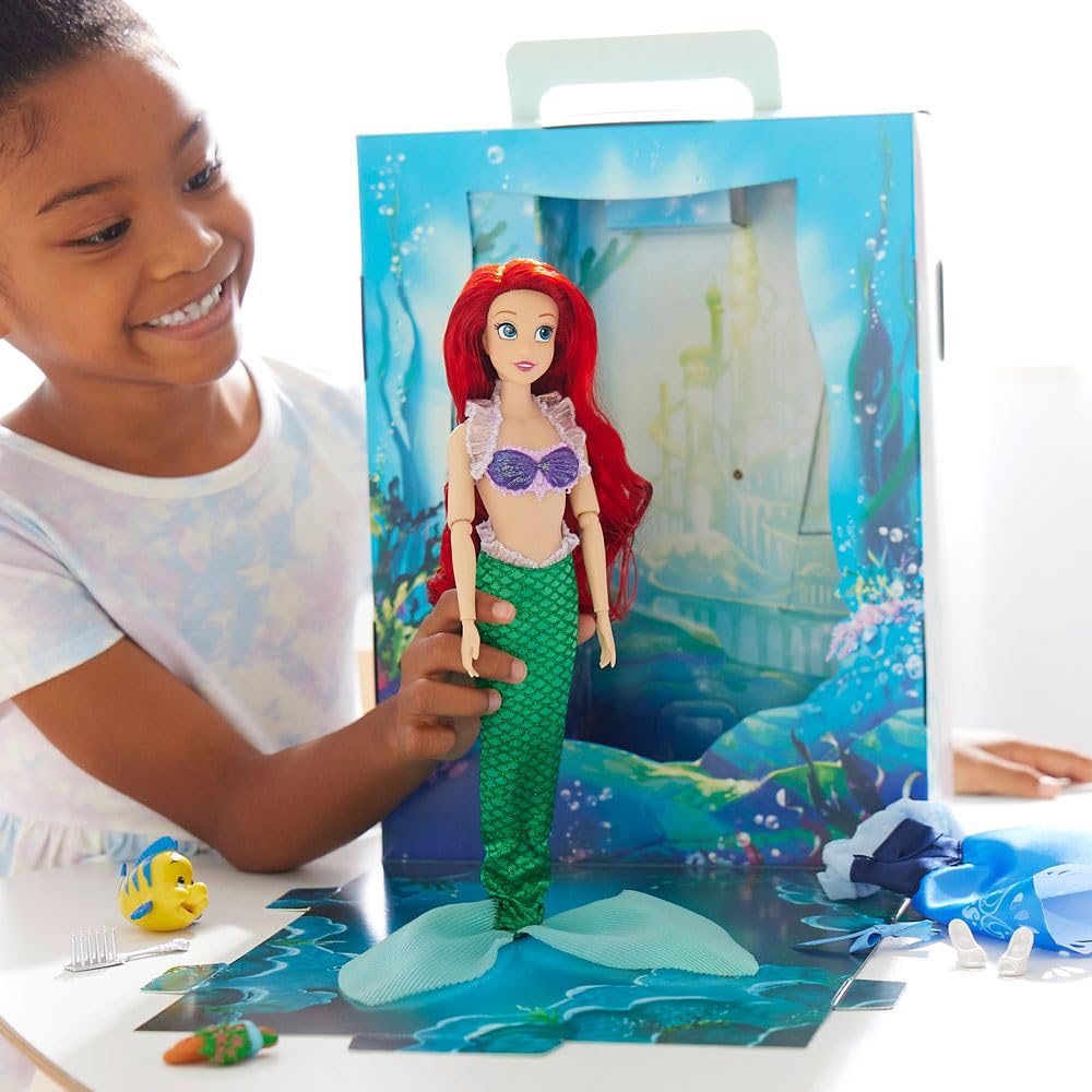 Ariel Doll in classic outfit with extra satin dress for dress-up creativity.