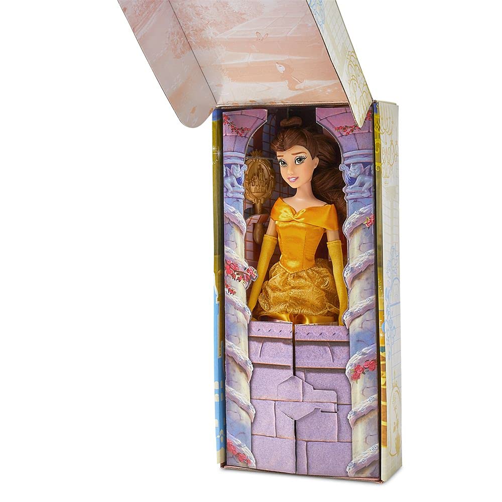 Disney Store Belle doll wearing elegant gloves for refined storytelling moments