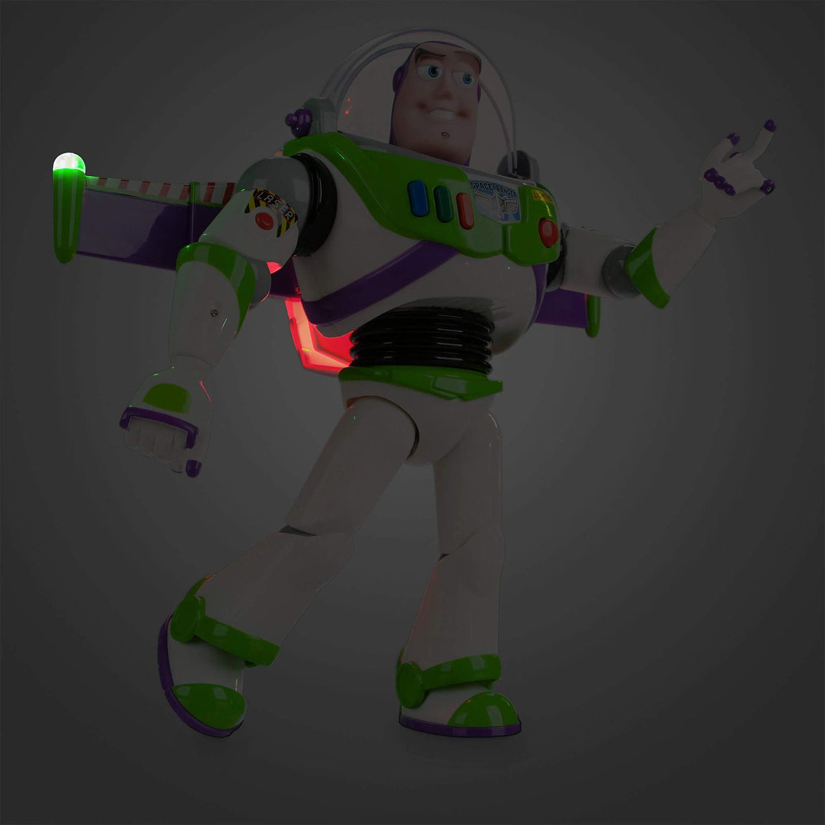 Buzz Lightyear wing release action in the Disney Store figure for dramatic play