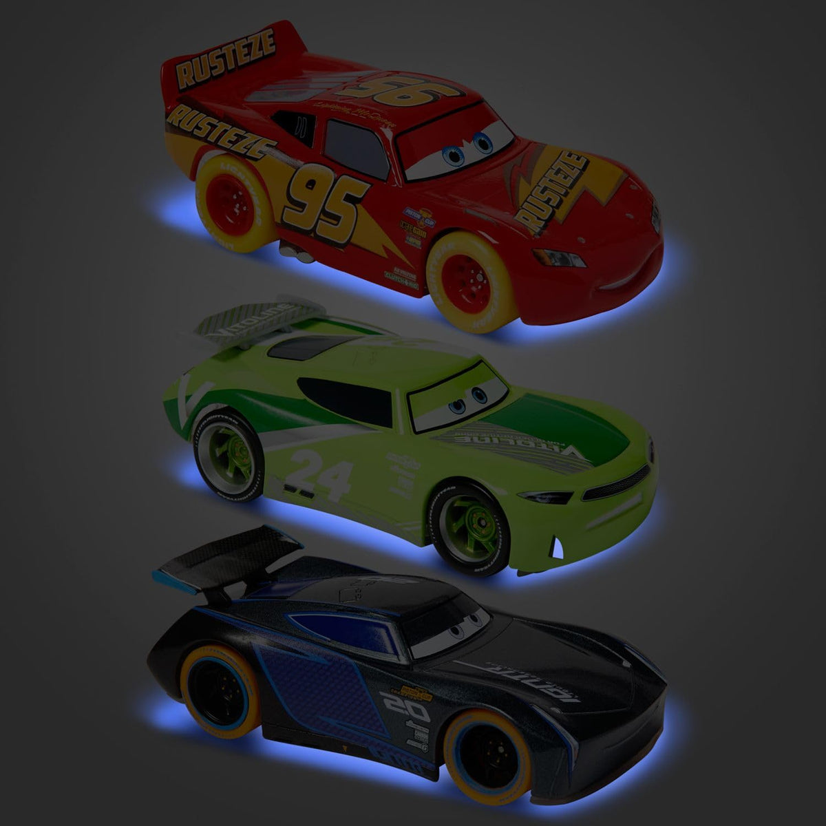 Disney Store Cars light-up pullback set featuring Jackson Storm for dynamic racing fun
