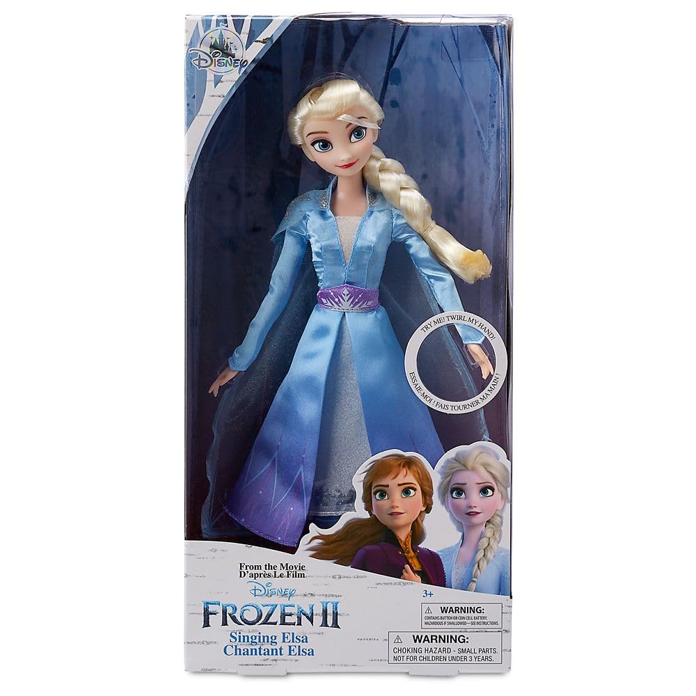 Disney Store Elsa doll with braided hair and organza cape for magical dress-up play