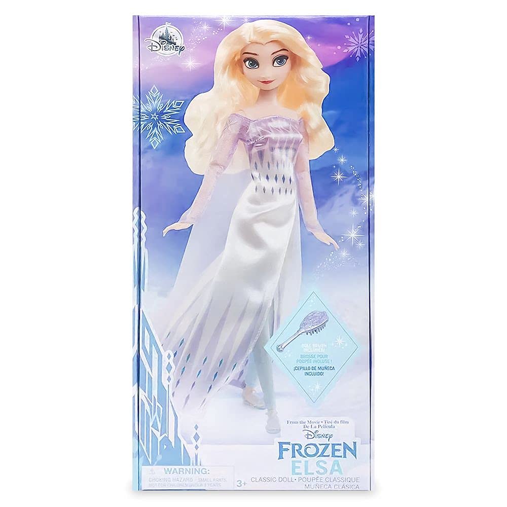 Disney Store Elsa doll packaging designed for gifting and display.