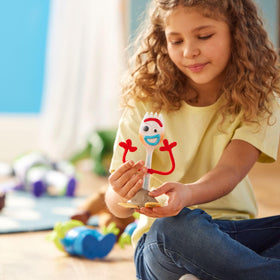 Disney Store Forky interacts with nearby Toy Story figures to trigger extra phrases