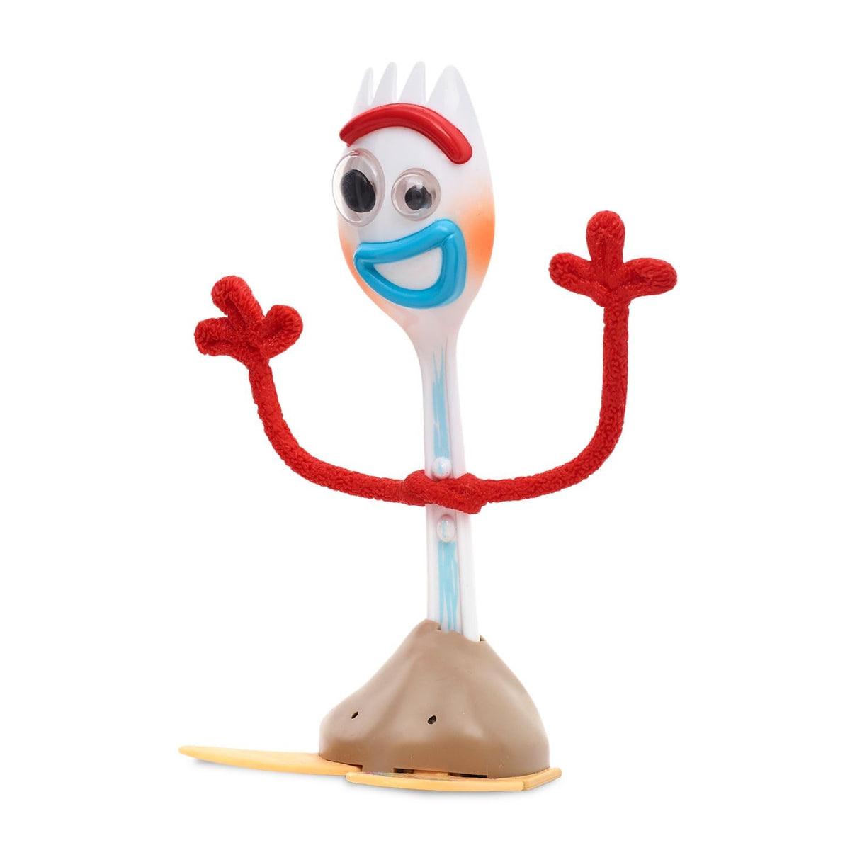 Disney Store Forky base wiggles with moving feet during playtime