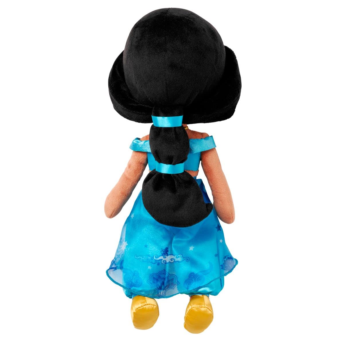 Disney Store Jasmine plush side profile presented for storytelling and poseable pretend play