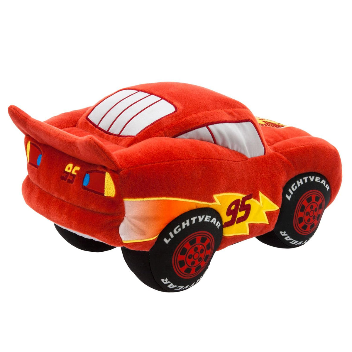 Embroidered details on Lightning McQueen plush, durable and charming for collectors.