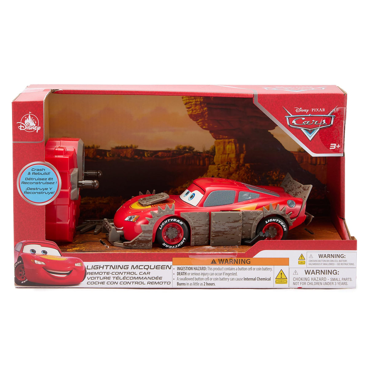 Authentic Disney Pixar Cars branding on Lightning McQueen RC car.
