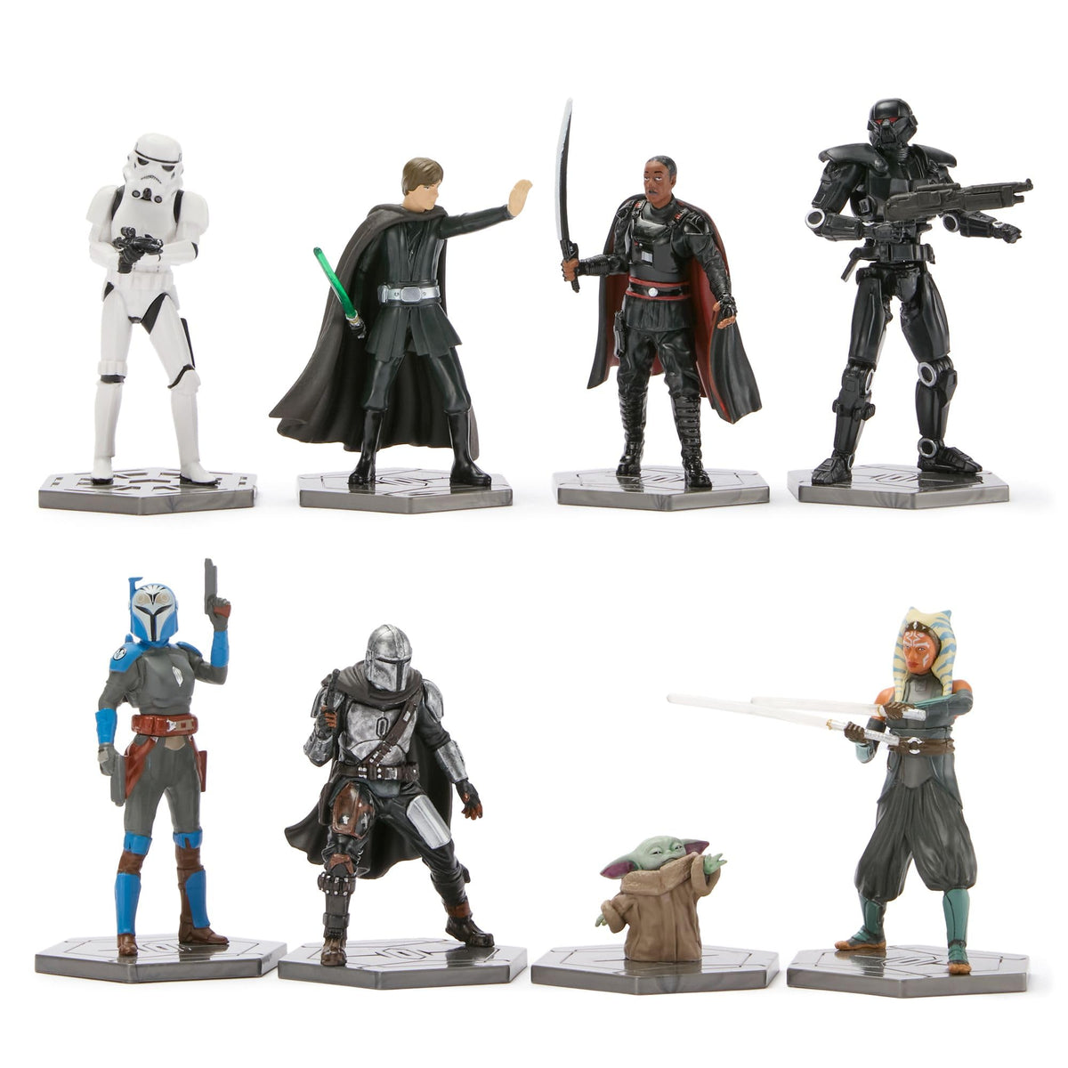 Disney Store Mandalorian figure featuring Din Djarin in detailed armor for collectors.