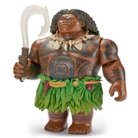 Disney Store Maui talking action figure showcases interactive phrases for Moana fans.