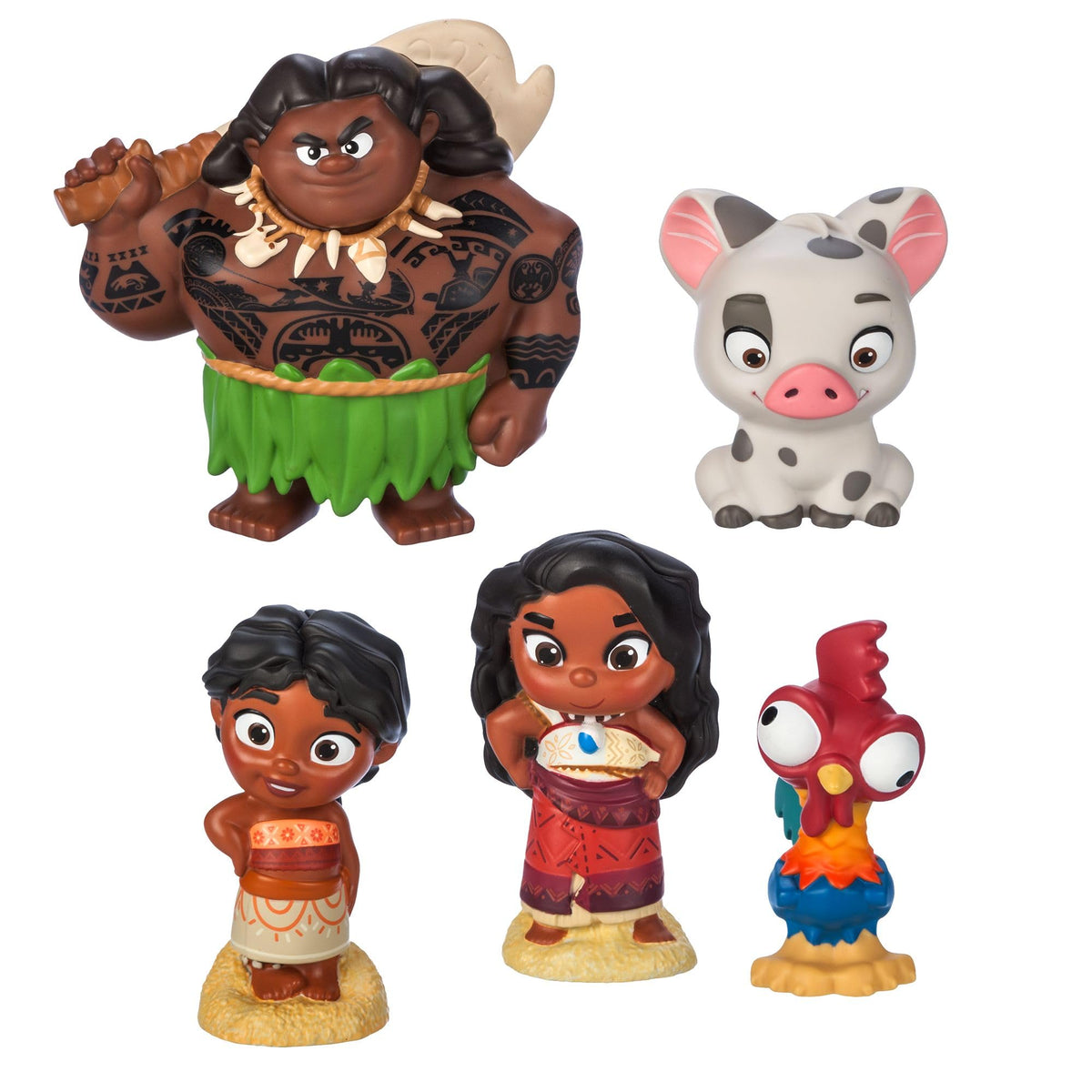 Disney Store Moana figures Maui Pua Heihei Simea for imaginative water play.