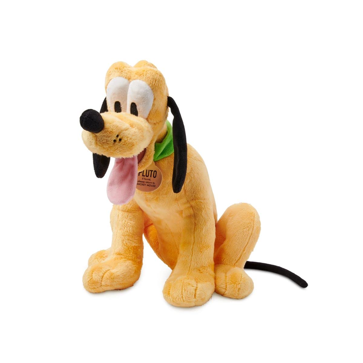 Disney Store Pluto plush face detailed embroidery for durable, kid-friendly play.