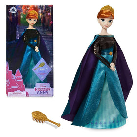 Disney Store Queen Anna 11in doll with deluxe costume for imaginative play.
