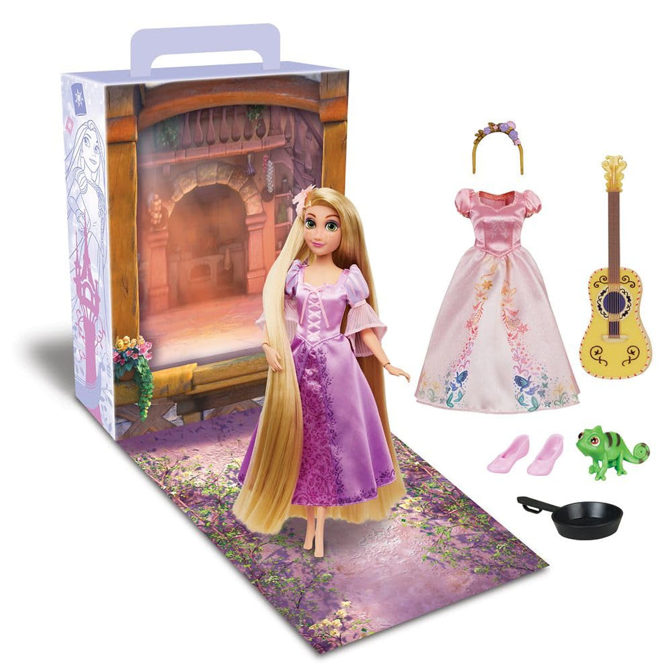 Disney Store Rapunzel Story Doll 11in front view inspires imaginative play.