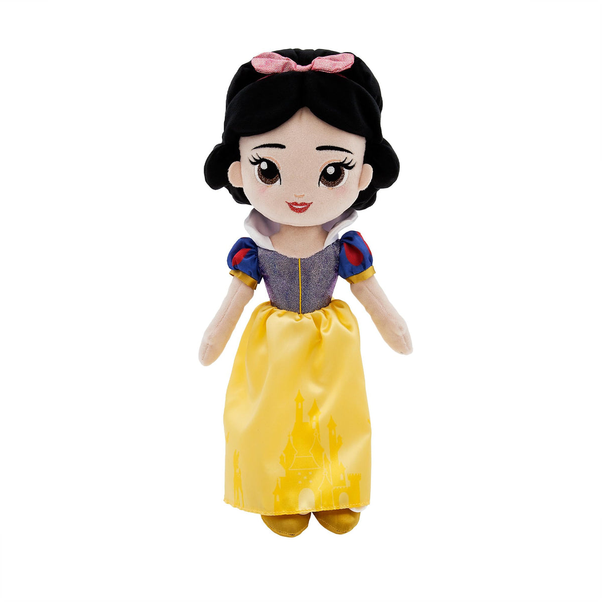 Disney Store Snow White plush doll face with embroidered features for safe toddler play