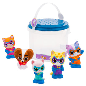 Disney Store SuperKitties bath toy bucket with pour spout for easy water play.
