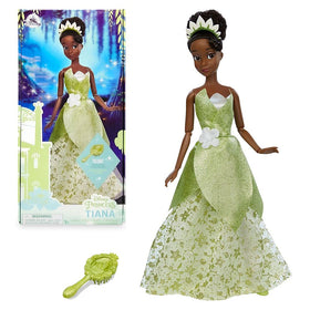 Disney Store Tiana doll in deluxe costume ready for imaginative storytelling.