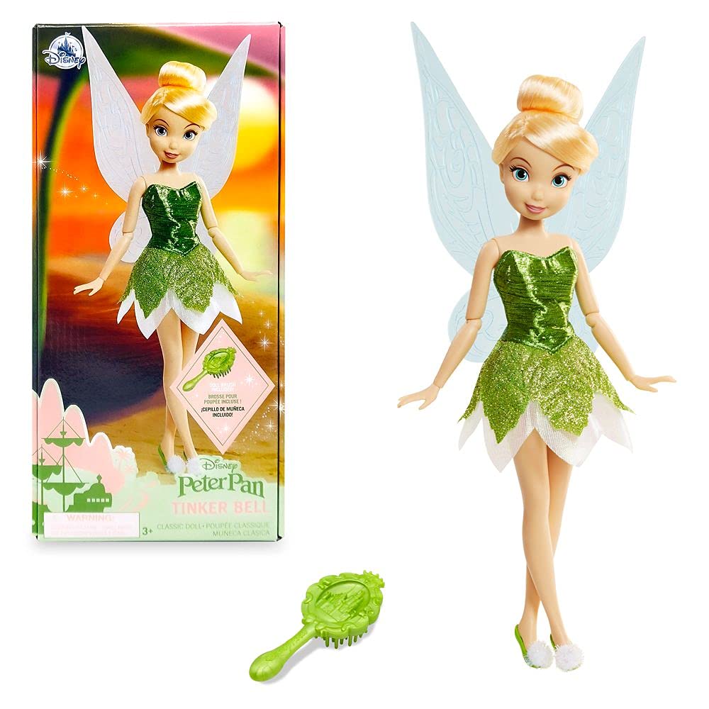 Disney Store Tinker Bell doll with glitter costume for magical pretend play.