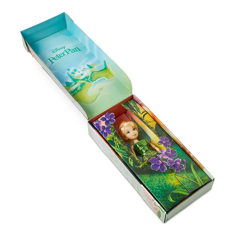 Disney Store Tinker Bell doll wearing fluffy pom-pom slippers for cozy adventures.