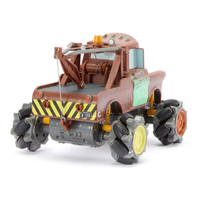 Disney Store Tow Mater RC car performing a dynamic 360° spin.