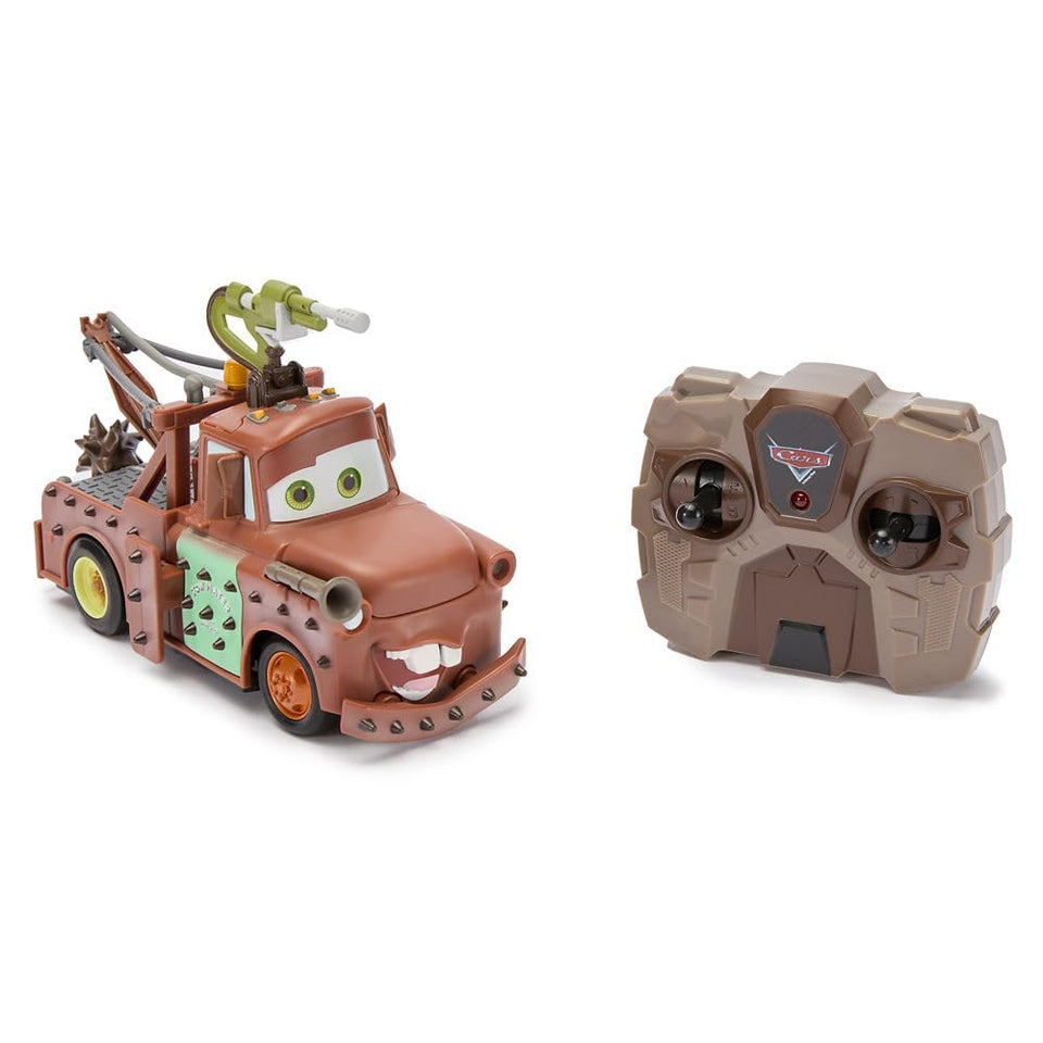 Disney Store Tow Mater RC car front view showcases futuristic detailing for imaginative play.