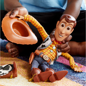 Disney Store Woody detachable cowboy hat adds authentic movie look.